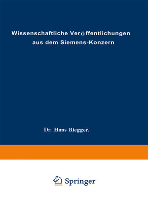 cover image of Wissenschaftliche Veröffentlichungen aus dem Siemens-Konzern
